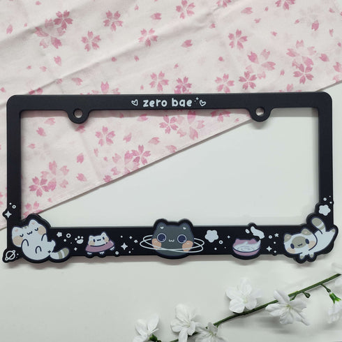Milky Space Cats Black License Plate Frame