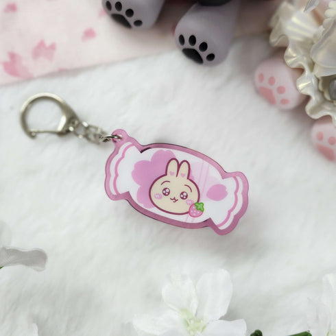 Rabbit Candy Strawberry Acrylic Keychain